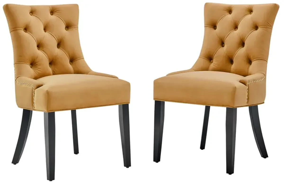 Regent Tufted Performance Velvet Dining Side Chairs - Set of 2 by Modway Teal