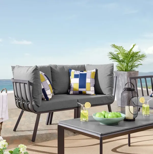 Riverside 2 Piece Outdoor Patio Aluminum Sectional Sofa Set by Modway Gray Charcoal