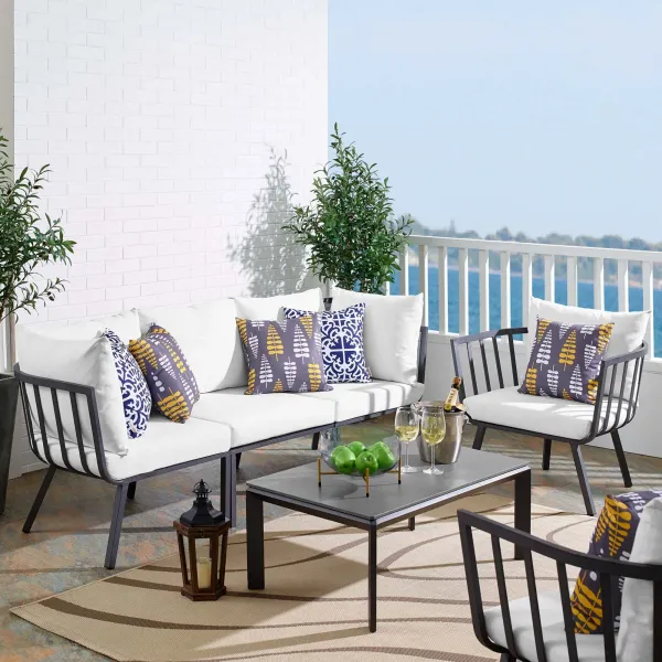 Riverside 5 Piece Outdoor Patio Aluminum Set by Modway Gray Charcoal