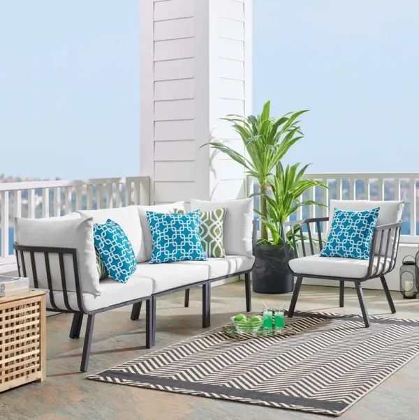 Riverside 4 Piece Outdoor Patio Aluminum Set by Modway White Navy