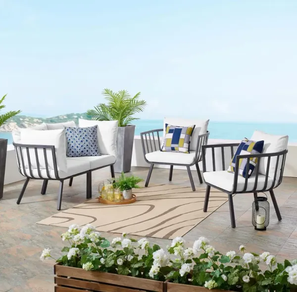 Riverside 4 Piece Outdoor Patio Aluminum Set by Modway