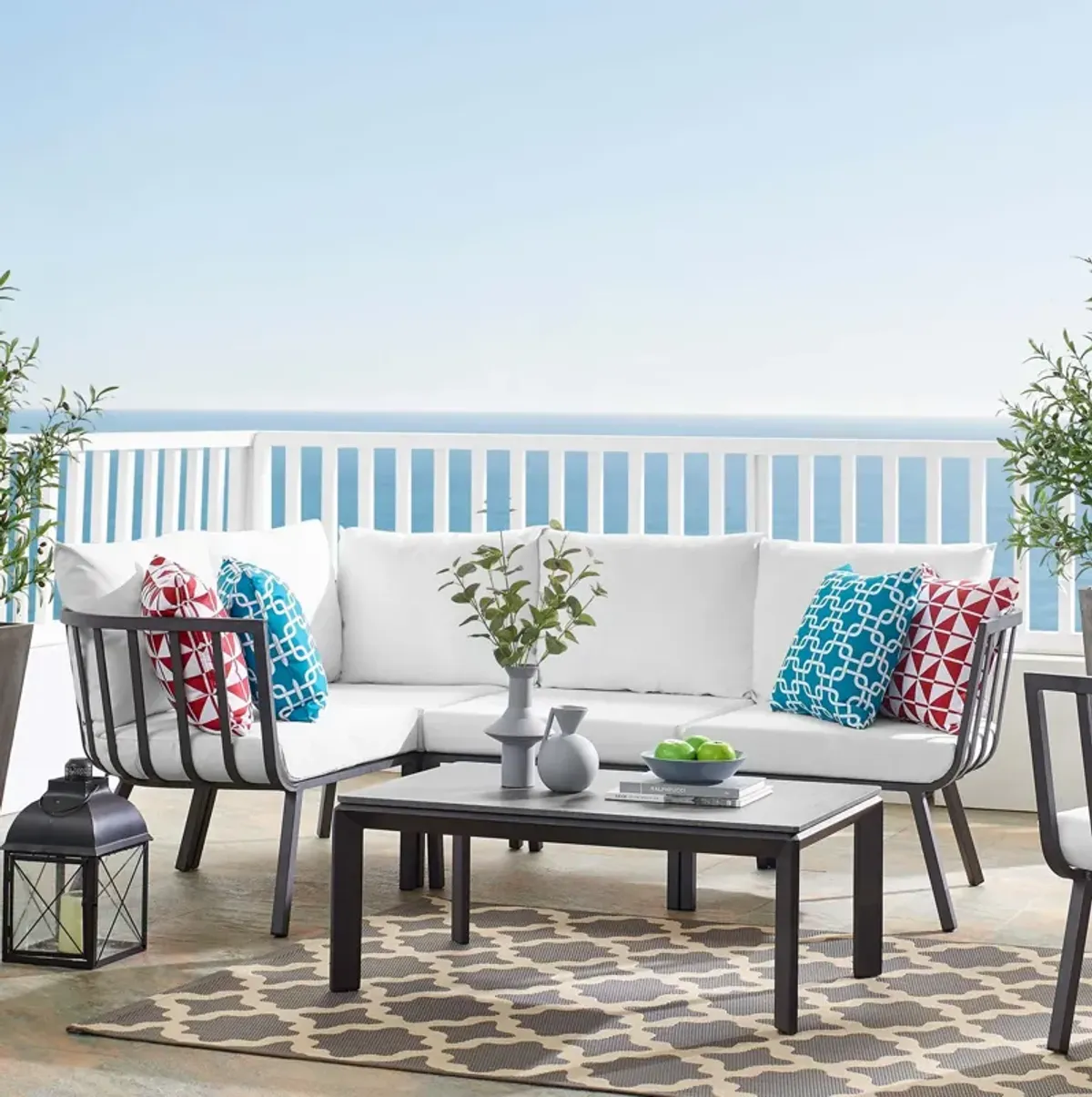 Riverside 5 Piece Outdoor Patio Aluminum Set by Modway Gray Charcoal