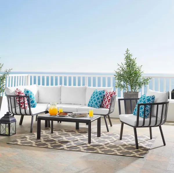 Riverside 6 Piece Outdoor Patio Aluminum Set by Modway White Navy