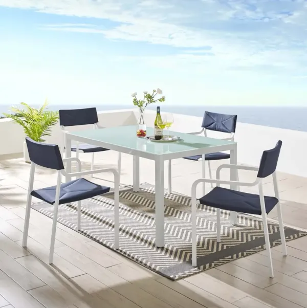 Raleigh 5 Piece Outdoor Patio Aluminum Dining Set by Modway White Navy