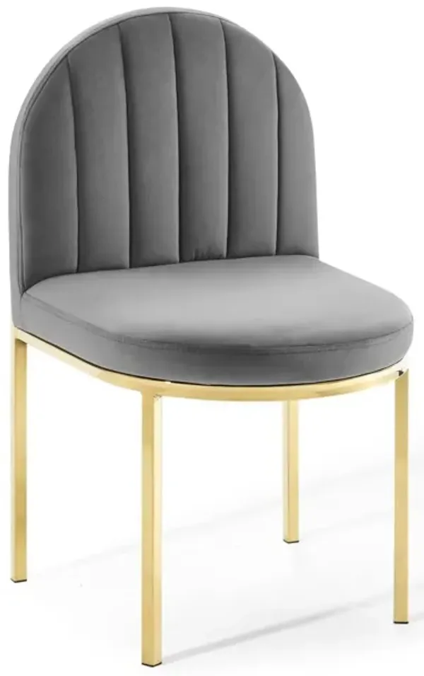 Isla Channel Tufted Performance Velvet Dining Side Chair by Modway Gold Gray