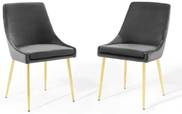 Viscount Performance Velvet Dining Chairs - Set of 2 by Modway Gold Charcoal