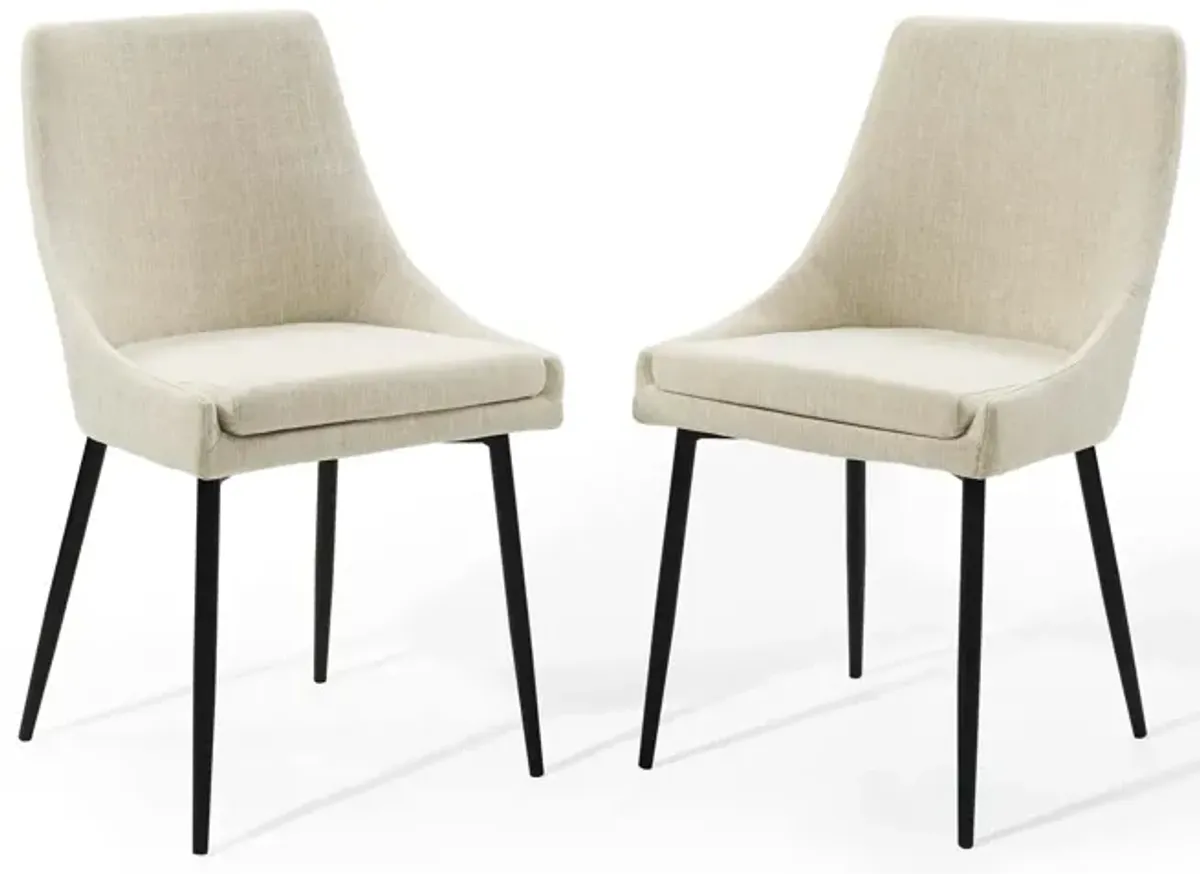 Viscount Upholstered Fabric Dining Chairs Set of 2 by Modway Black White