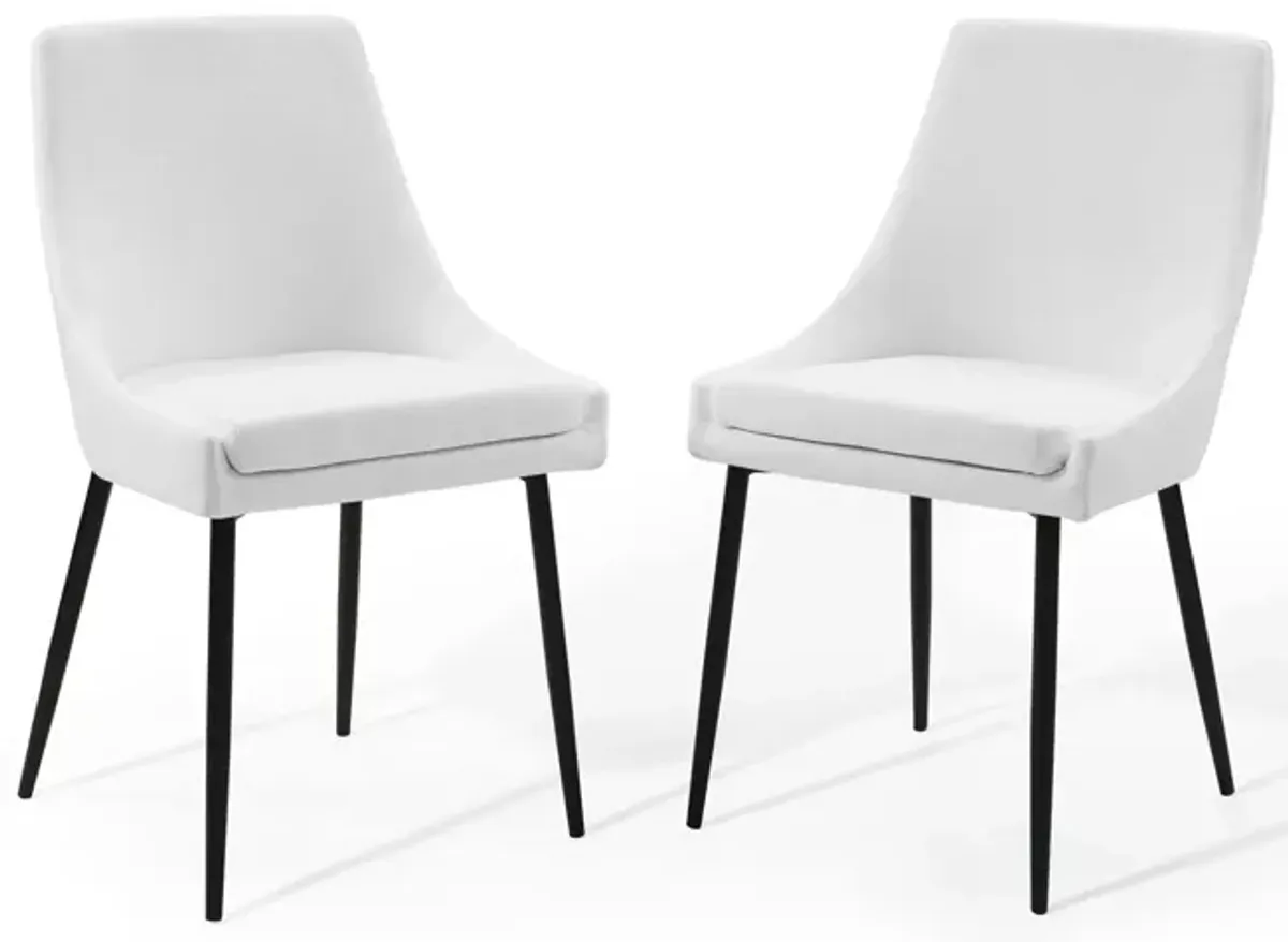 Viscount Upholstered Fabric Dining Chairs Set of 2 by Modway Black White