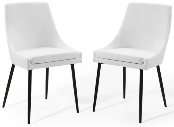 Viscount Upholstered Fabric Dining Chairs Set of 2 by Modway Black White