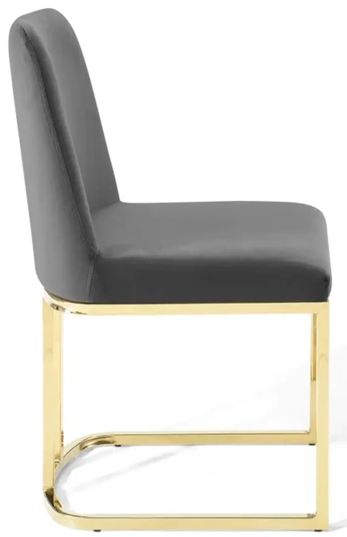 Amplify Sled Base Performance Velvet Dining Side Chair by Modway Gold Gray
