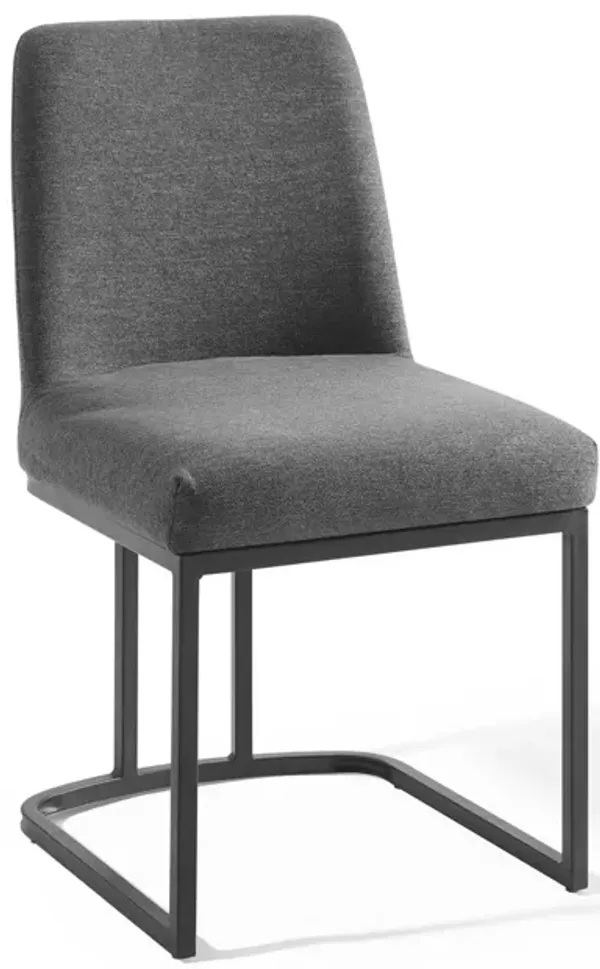 Amplify Sled Base Upholstered Fabric Dining Side Chair by Modway Black Charcoal