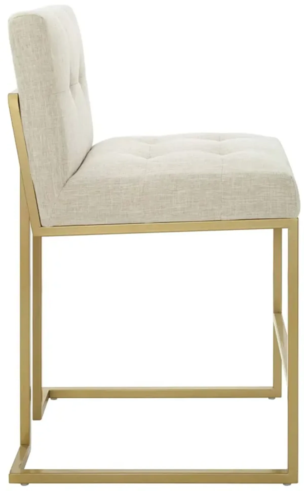 Privy Gold Stainless Steel Upholstered Fabric Counter Stool by Modway Gold Beige