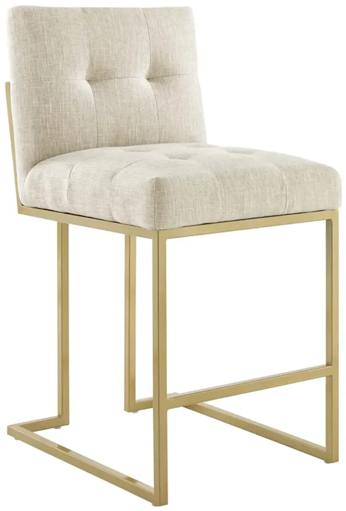 Privy Gold Stainless Steel Upholstered Fabric Counter Stool by Modway Gold White