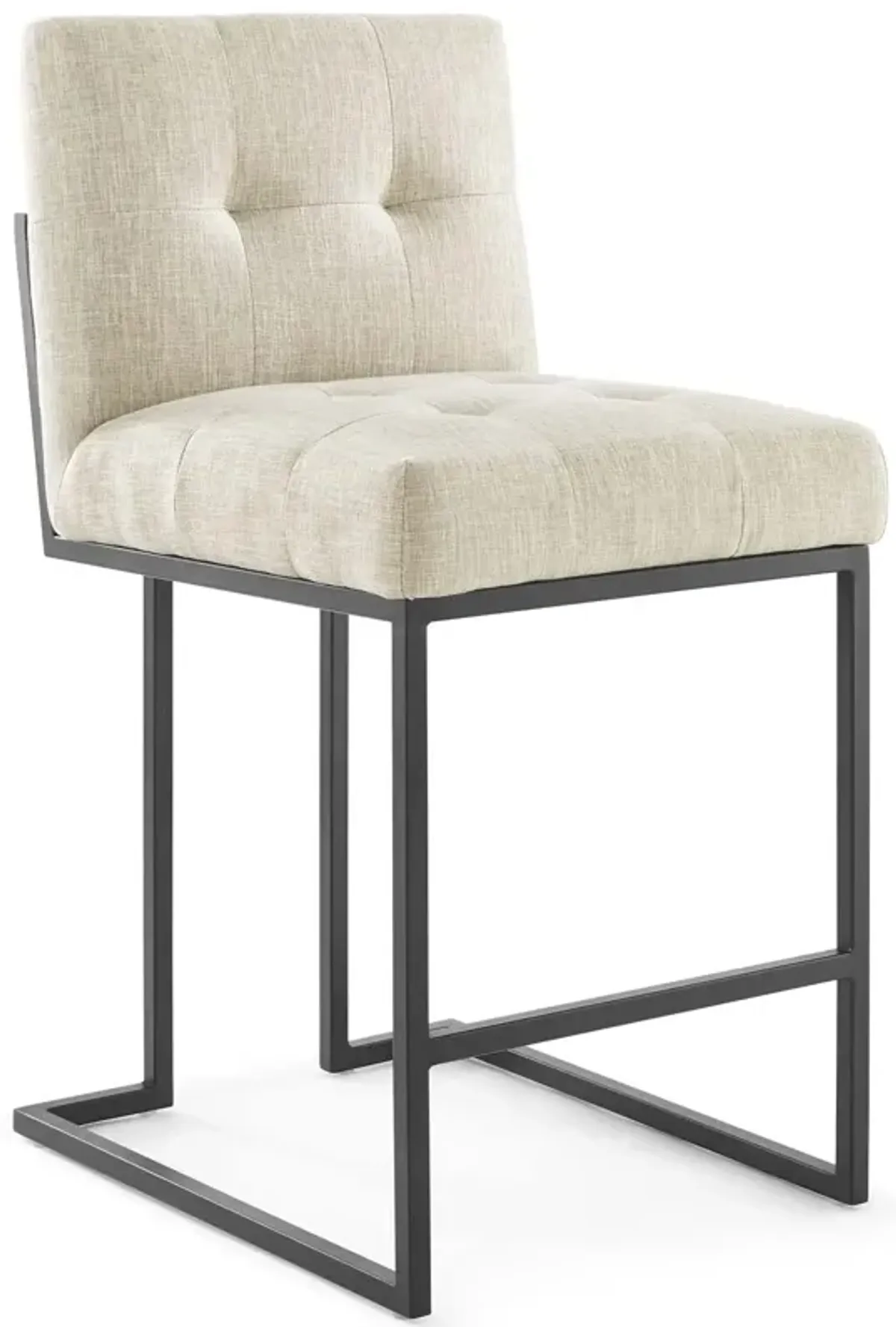 Privy Black Stainless Steel Upholstered Fabric Counter Stool by Modway Black Beige