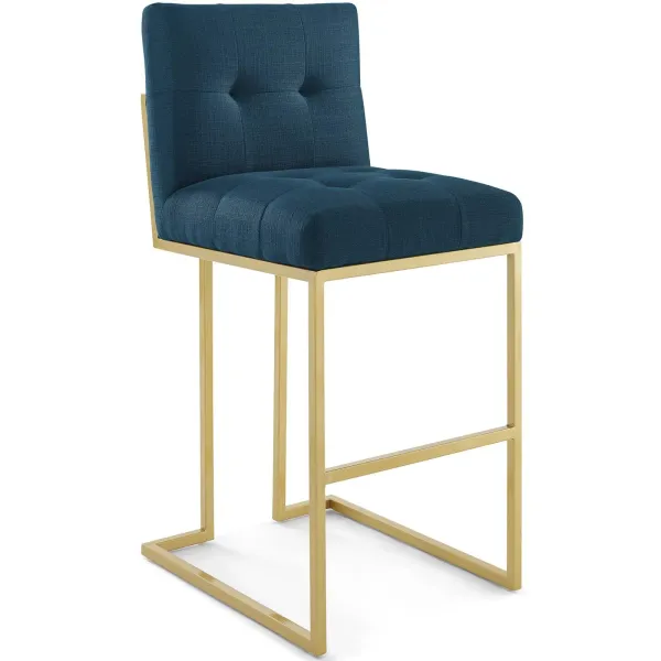 Privy Gold Stainless Steel Upholstered Fabric Bar Stool by Modway Gold Azure