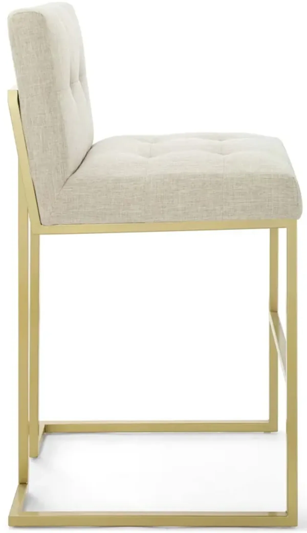 Privy Gold Stainless Steel Upholstered Fabric Bar Stool by Modway Gold Beige