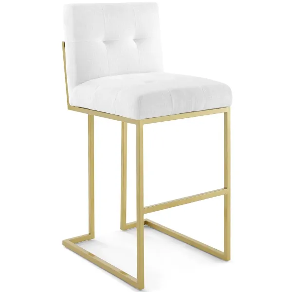 Privy Gold Stainless Steel Upholstered Fabric Bar Stool by Modway Gold White