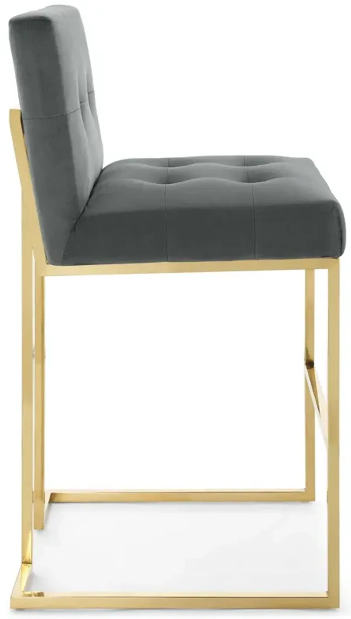 Privy Gold Stainless Steel Performance Velvet Bar Stool by Modway Gold Charcoal