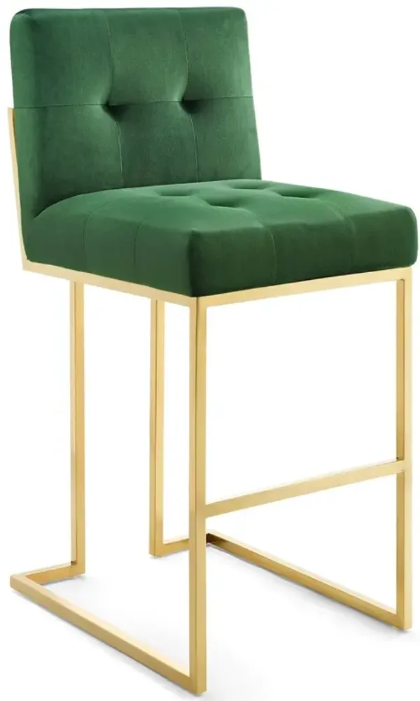 Privy Gold Stainless Steel Performance Velvet Bar Stool by Modway Gold Emerald