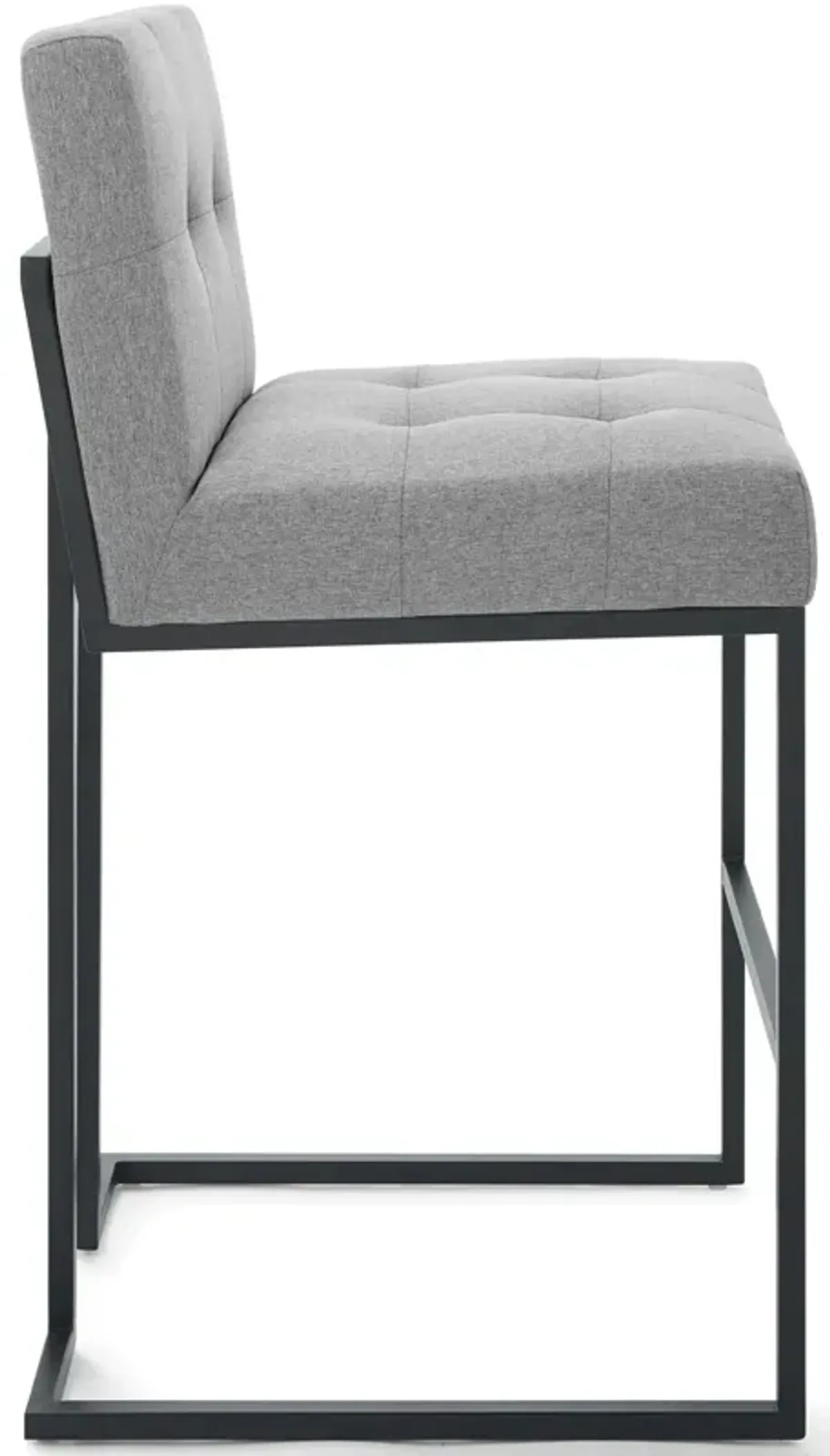 Privy Black Stainless Steel Upholstered Fabric Bar Stool by Modway Black Light Gray
