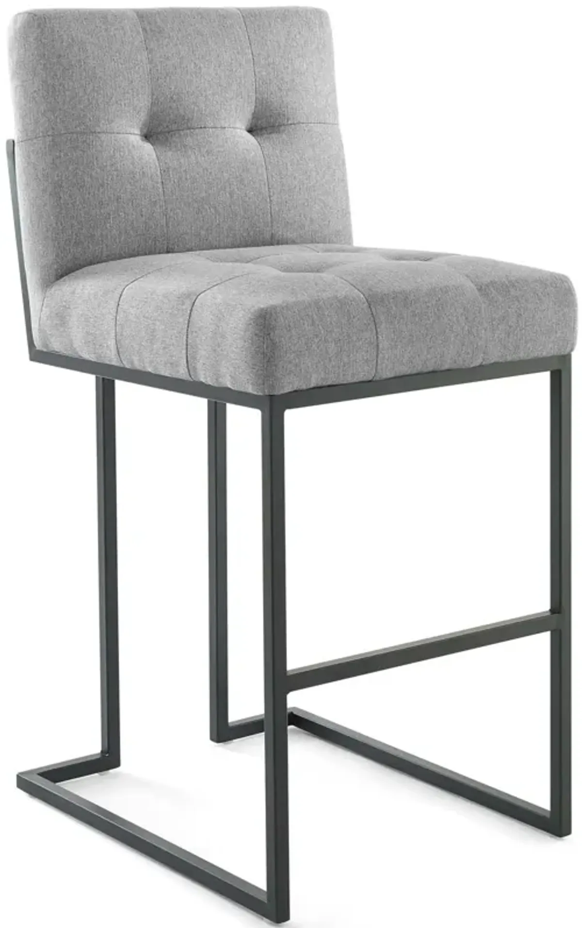 Privy Black Stainless Steel Upholstered Fabric Bar Stool by Modway Black Light Gray