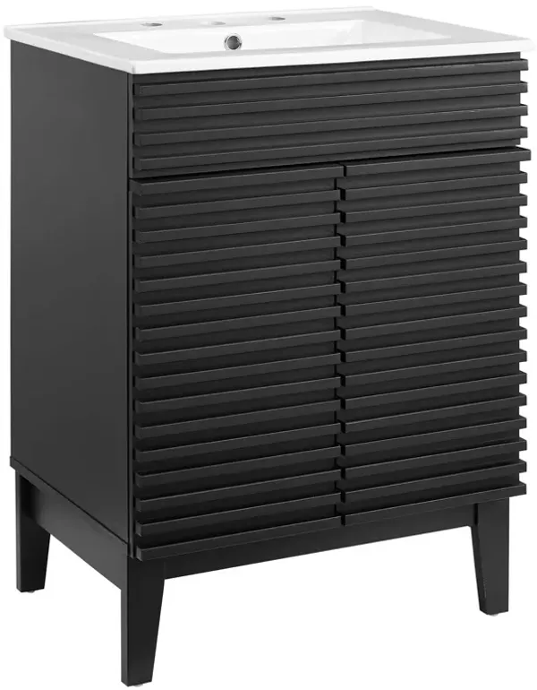 Render 18" and 24" Bathroom Vanities with White Basin Included by Modway 24" / Black White
