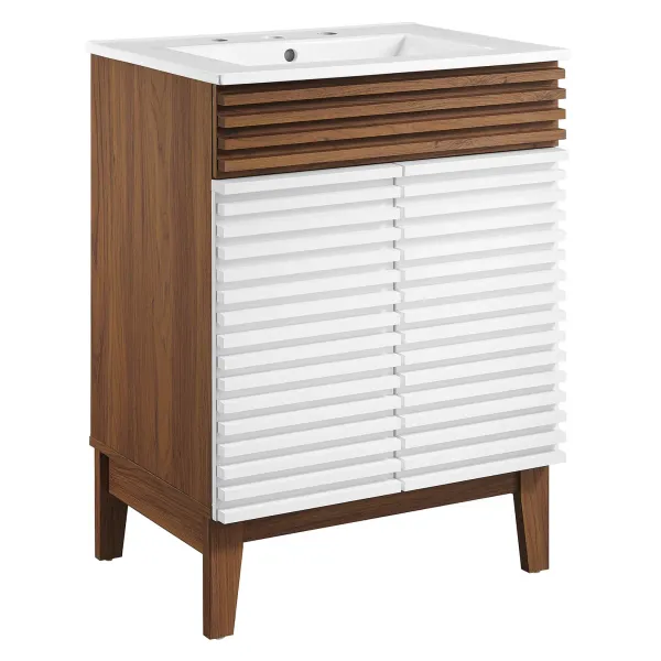 Render 18" and 24" Bathroom Vanities with White Basin Included by Modway 24" / White Walnut White