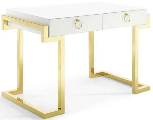 Ring Office Desk by Modway Gold White