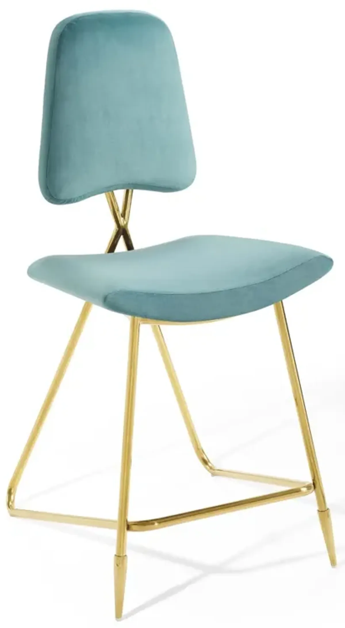 Ponder Performance Velvet Counter Stool by Modway Sea Blue