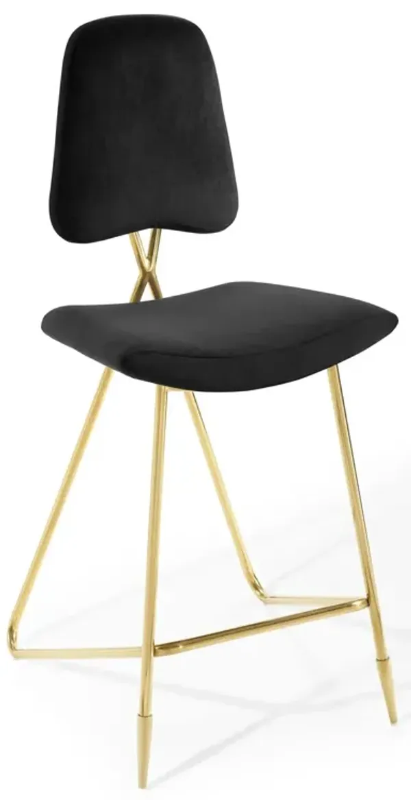 Ponder Performance Velvet Bar Stool by Modway Black