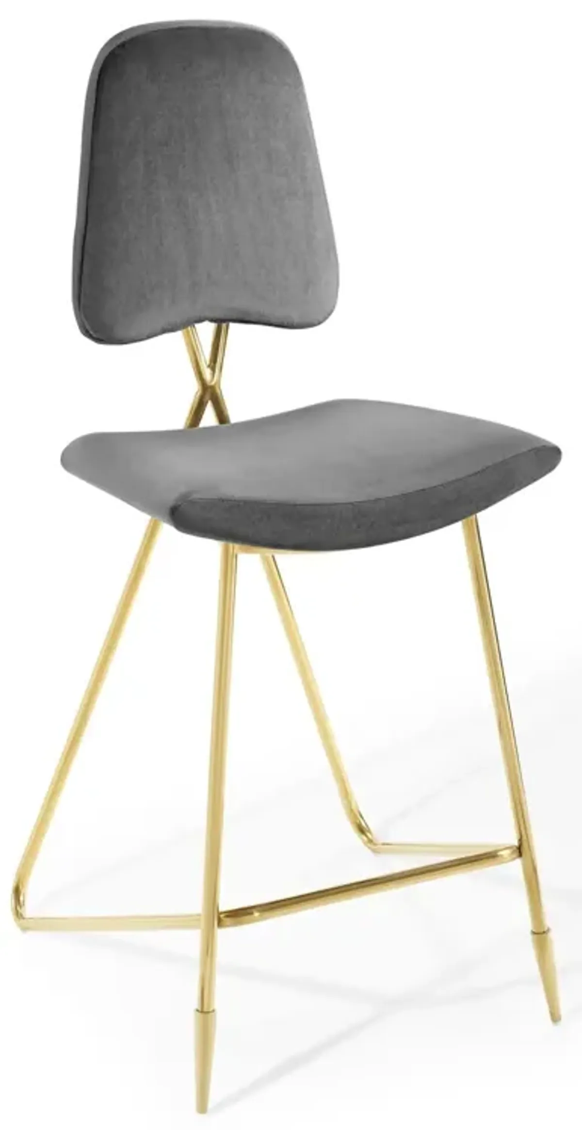 Ponder Performance Velvet Bar Stool by Modway Gray