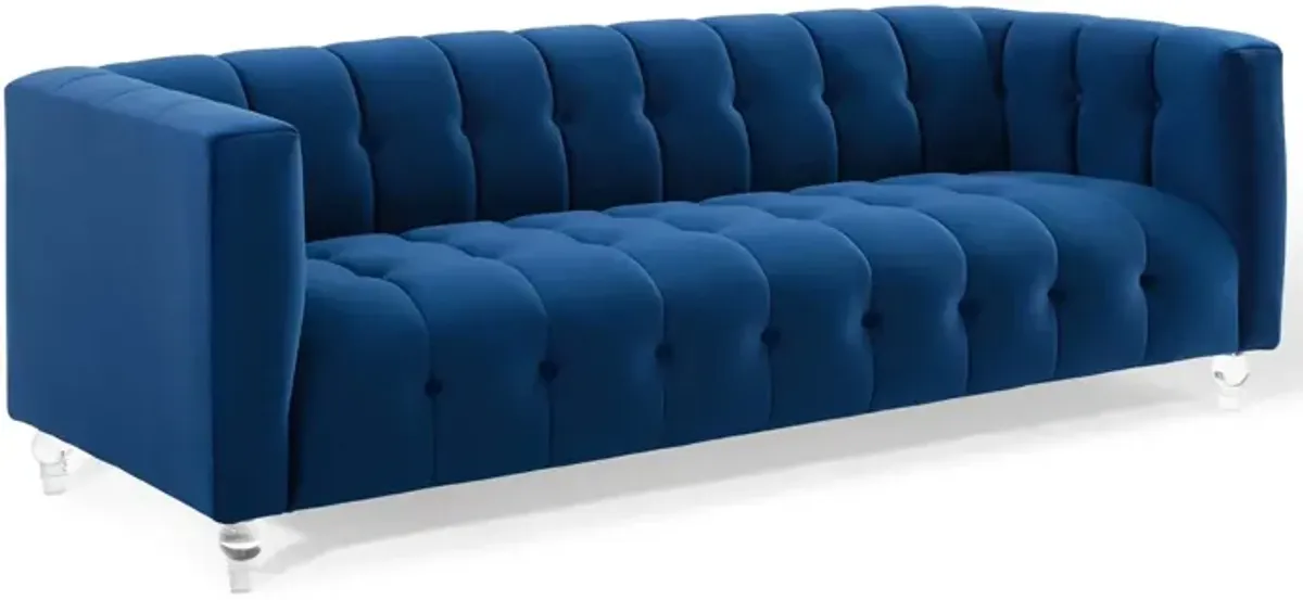 Mesmer Channel Tufted Button Performance Velvet Sofa by Modway Navy