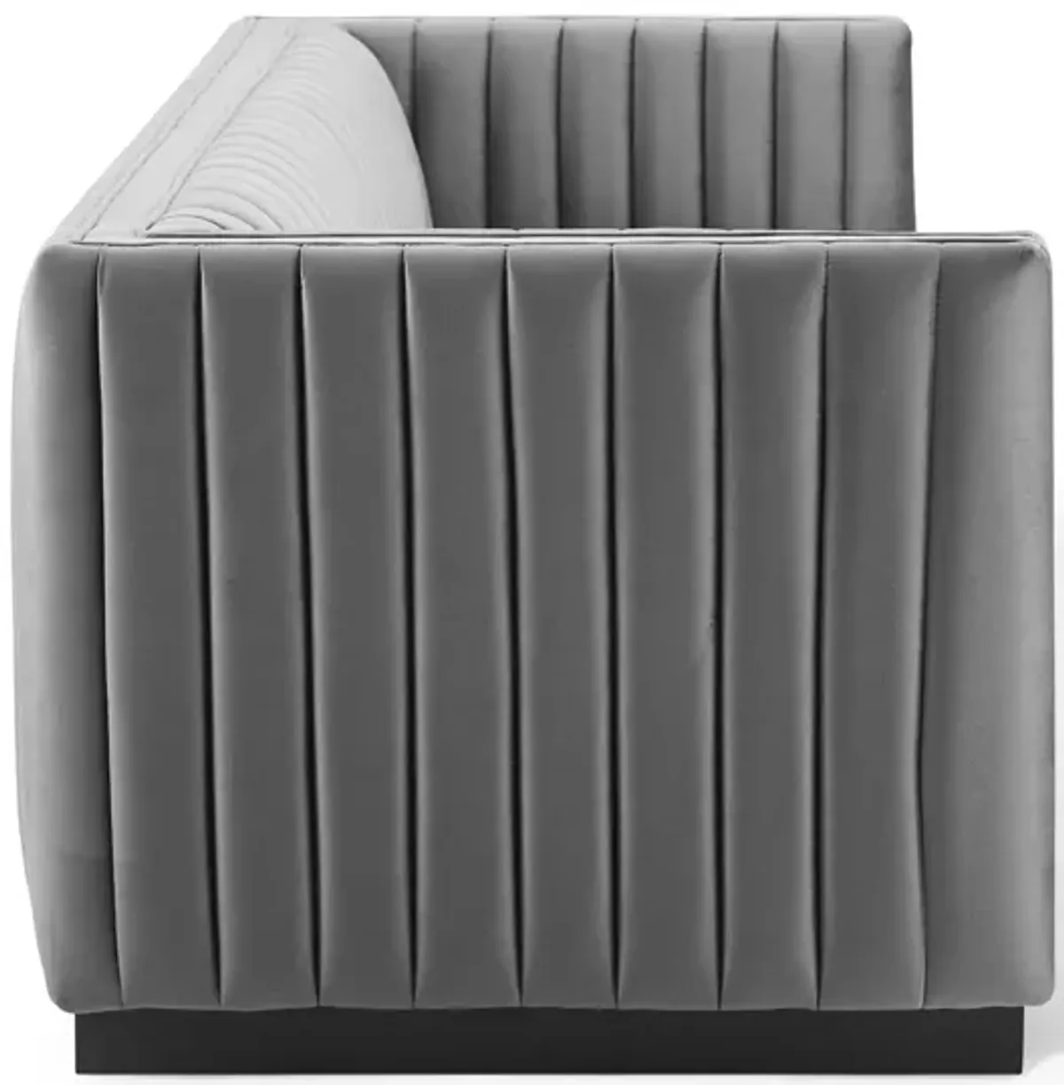 Conjure Channel Tufted Velvet Sofa by Modway Gray