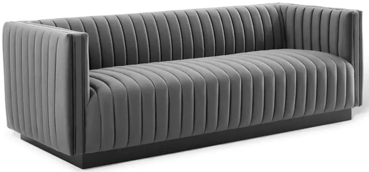 Conjure Channel Tufted Velvet Sofa by Modway Gray