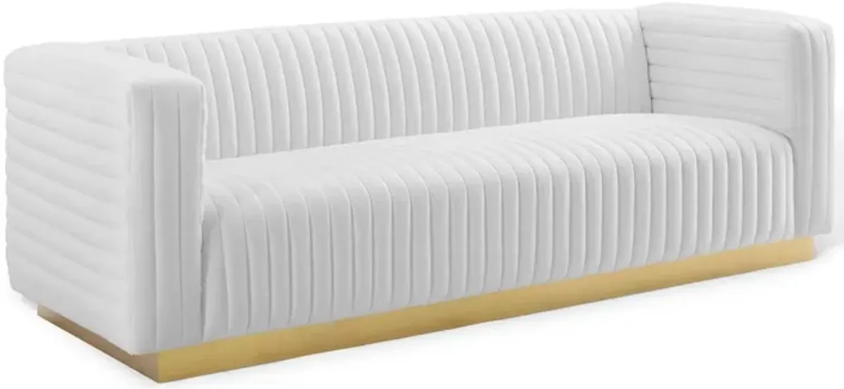 Charisma Channel Tufted Performance Velvet Living Room Sofa by Modway White