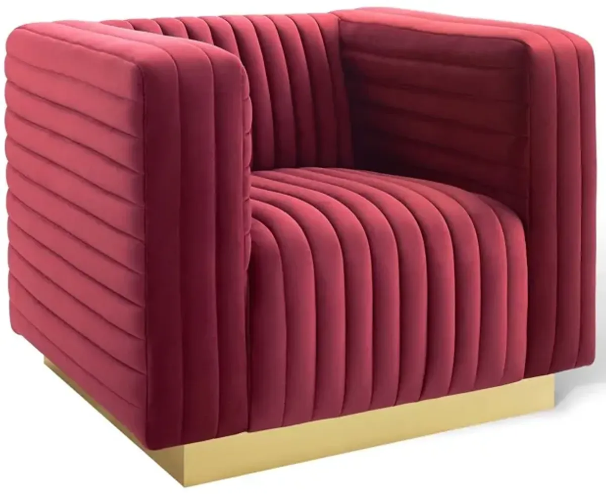 Charisma Channel Tufted Performance Velvet Accent Armchair by Modway White