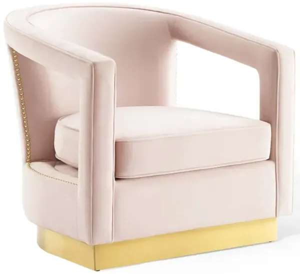 Frolick Performance Velvet Armchair by Modway Pink