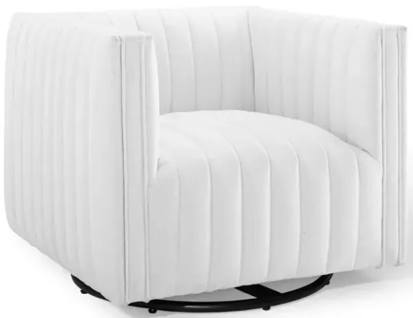 Conjure Tufted Swivel Upholstered Armchair by Modway White