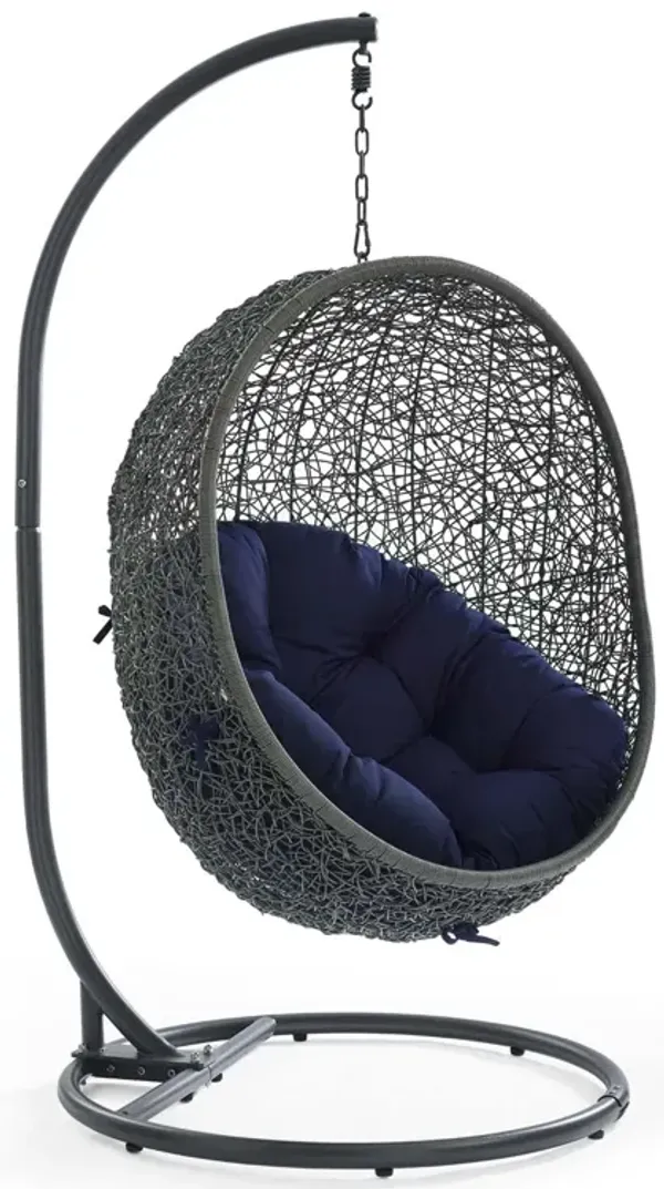 Hide Outdoor Patio Sunbrella® Swing Chair With Stand by Modway Gray Navy
