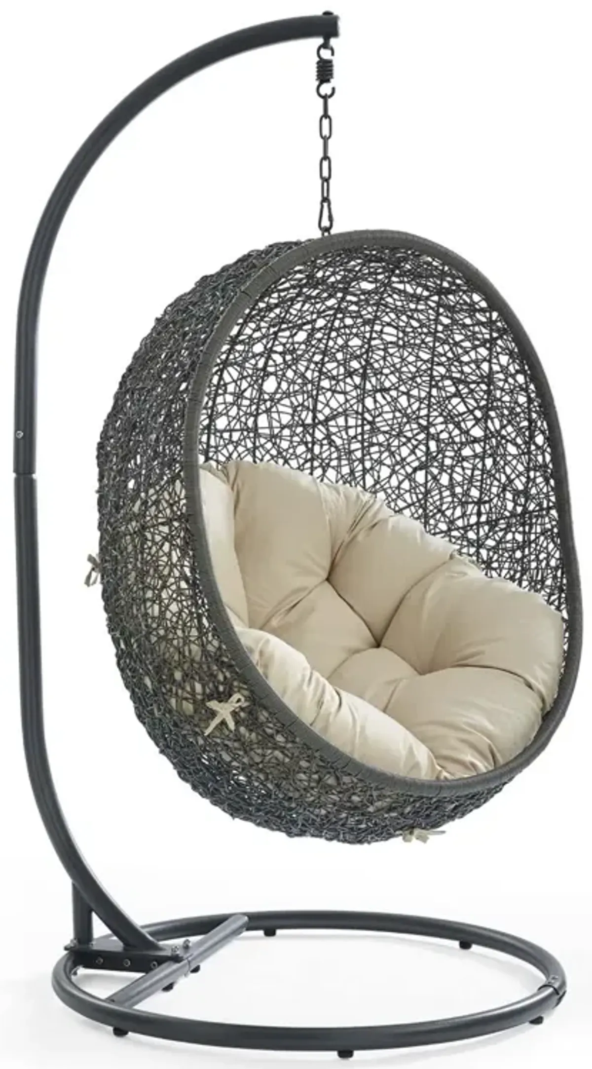 Hide Outdoor Patio Sunbrella® Swing Chair With Stand by Modway White Gray