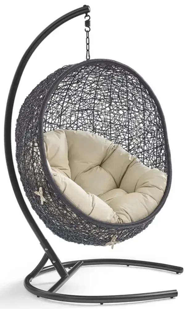 Encase Sunbrella® Swing Outdoor Patio Lounge Chair by Modway Black Beige