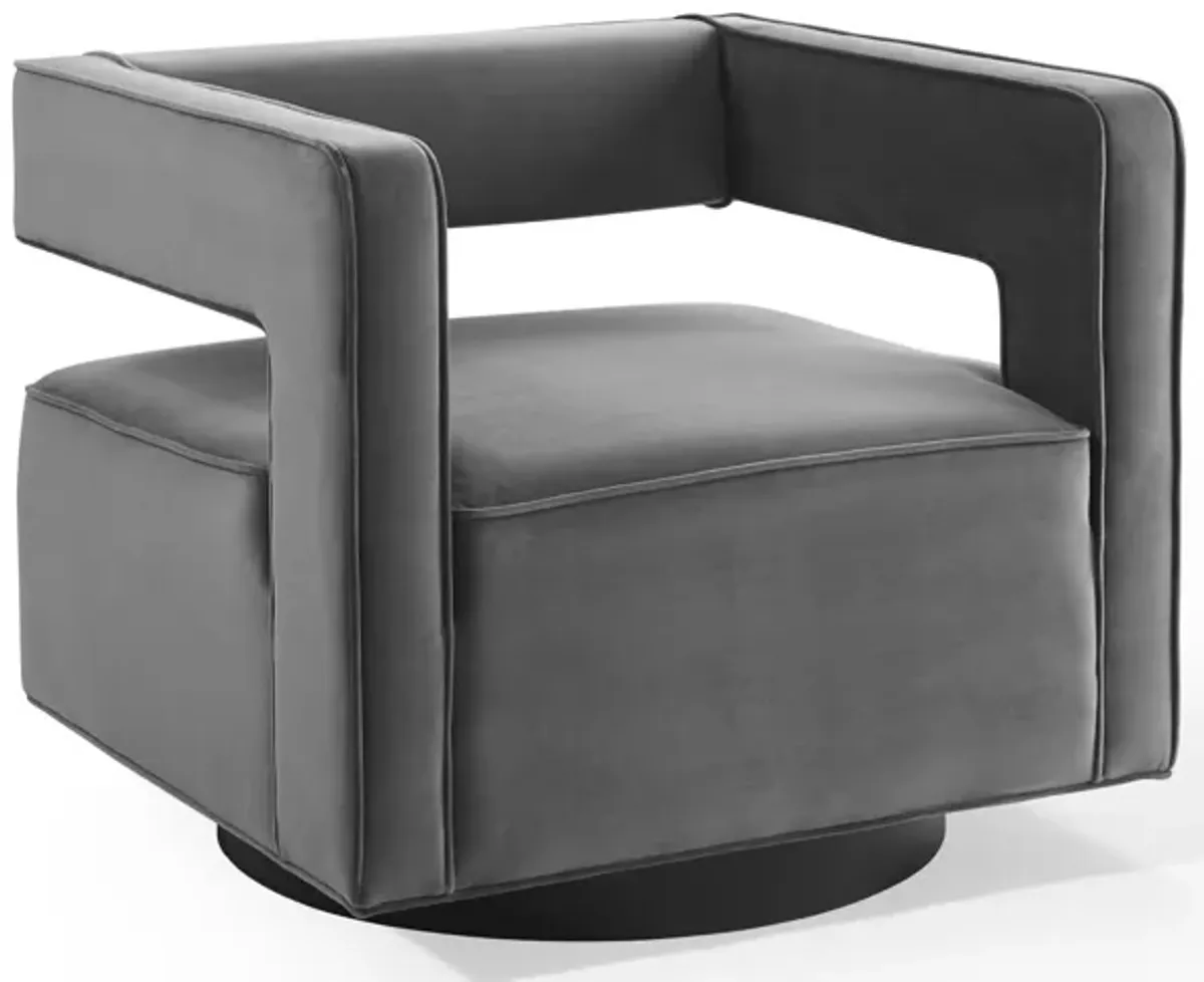 Booth Performance Velvet Swivel Armchair by Modway Gray