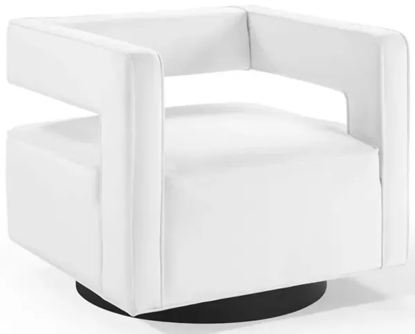 Booth Performance Velvet Swivel Armchair by Modway White