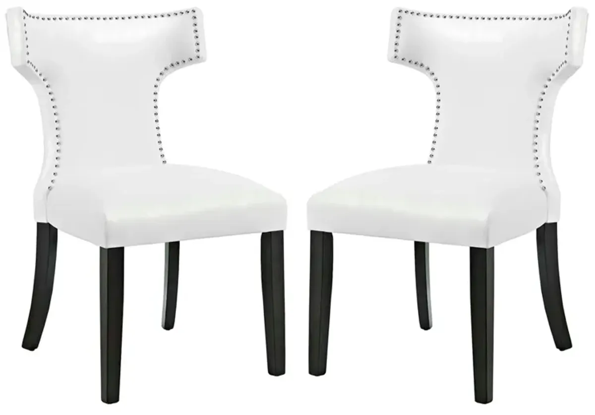 Curve Dining Chair Vinyl Set of 2 by Modway White