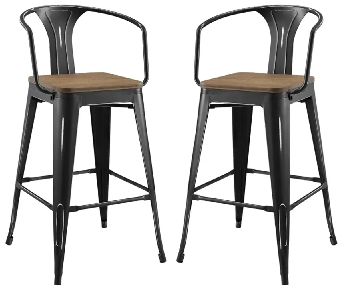 Promenade Bar Stool Set of 2 by Modway White