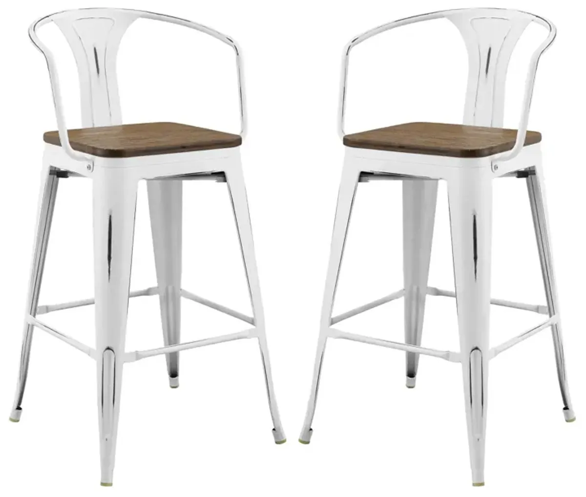 Promenade Bar Stool Set of 2 by Modway White