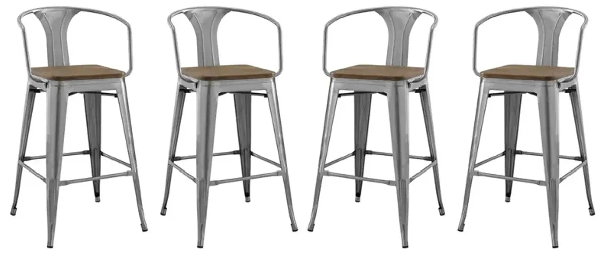 Promenade Bar Stool Set of 4 by Modway White