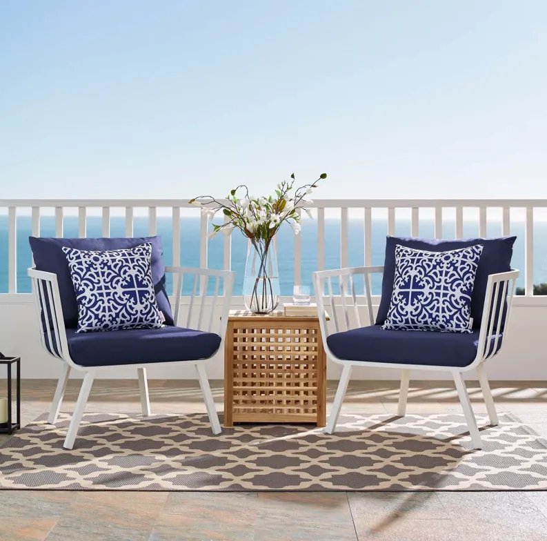 Riverside Outdoor Patio Aluminum Armchair Set of 2 by Modway