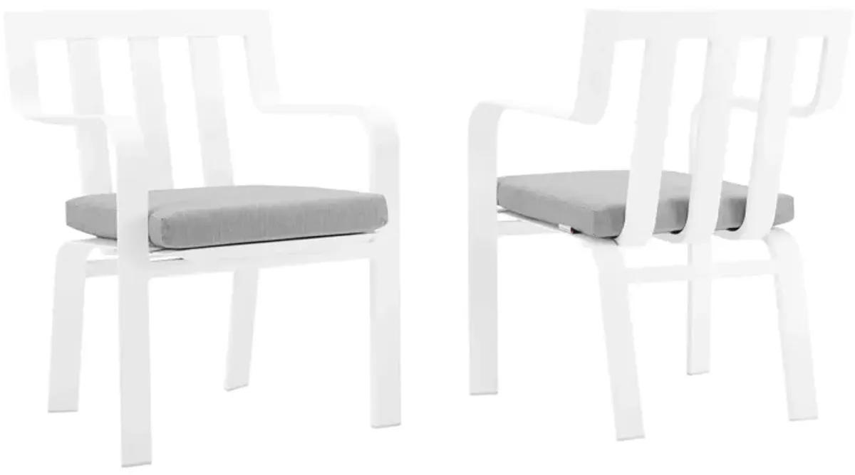Baxley Outdoor Patio Aluminum Armchair Set of 2 by Modway White Gray