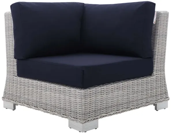 Conway Sunbrella® Outdoor Patio Wicker Rattan Corner Chair by Modway Light Gray Navy
